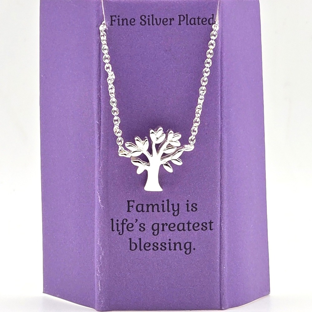 Kohls Fine Silver Plated Tree of Life Pendant Necklace Family Blessing Bottle